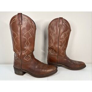 Dan Post 6823 Brown Leather Western Cowboy Boots PullOn Men's Size 8.5D Goodyear
